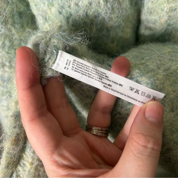 Anthropologie green funnel neck poncho sweater womens OS fuzzy cozy - Picture 10 of 10